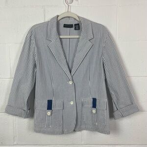 Goodclothes Vintage 80s 90s Pin Stripe Seersucker Blazer Preppy‎ Coastal Twee 12